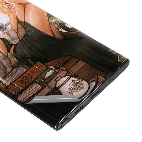 Cozy Autumn Library Witch with Cat and Coffee by Ivy Dolamore Galaxy Note 10 Plus Skin