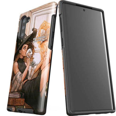 Cozy Autumn Library Witch with Cat and Coffee by Ivy Dolamore Galaxy Note 10 Pro Case