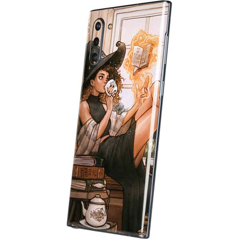 Cozy Autumn Library Witch with Cat and Coffee by Ivy Dolamore Galaxy Note 10 Skin