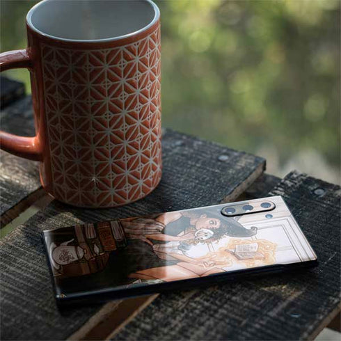 Cozy Autumn Library Witch with Cat and Coffee by Ivy Dolamore Galaxy Note 10 Skin