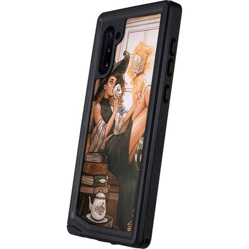 Cozy Autumn Library Witch with Cat and Coffee by Ivy Dolamore Galaxy Note 10 Waterproof Case