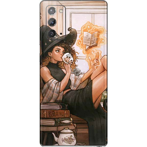 Cozy Autumn Library Witch with Cat and Coffee by Ivy Dolamore Galaxy Note20 5G Skin