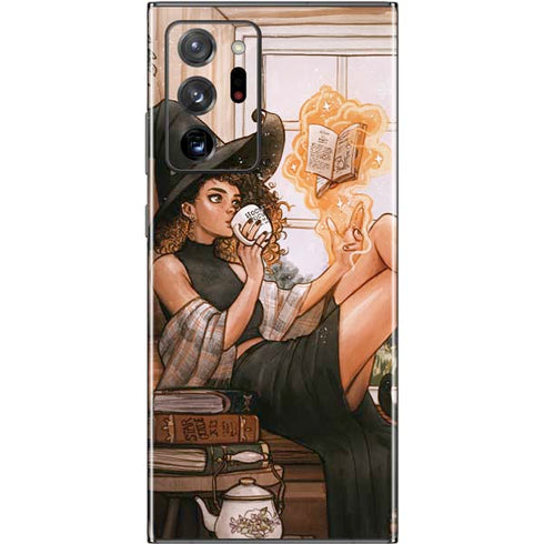 Cozy Autumn Library Witch with Cat and Coffee by Ivy Dolamore Galaxy Note20 Ultra 5G Skin