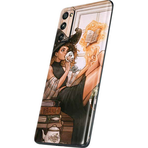 Cozy Autumn Library Witch with Cat and Coffee by Ivy Dolamore Galaxy S20 Fan Edition Skin