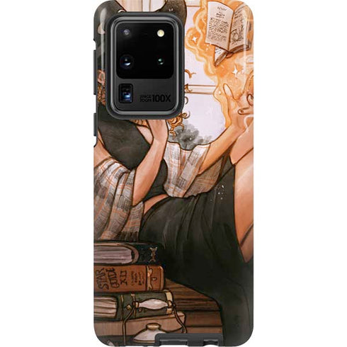 Cozy Autumn Library Witch with Cat and Coffee by Ivy Dolamore Galaxy S20 Ultra 5G Pro Case