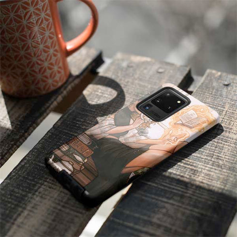 Cozy Autumn Library Witch with Cat and Coffee by Ivy Dolamore Galaxy S20 Ultra 5G Pro Case