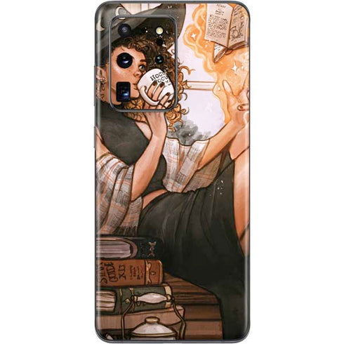 Cozy Autumn Library Witch with Cat and Coffee by Ivy Dolamore Galaxy S20 Ultra 5G Skin