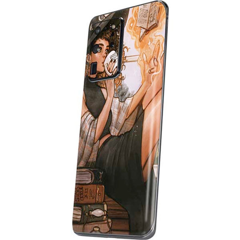 Cozy Autumn Library Witch with Cat and Coffee by Ivy Dolamore Galaxy S20 Ultra 5G Skin