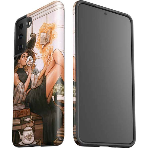 Cozy Autumn Library Witch with Cat and Coffee by Ivy Dolamore Galaxy S21 FE Pro Case