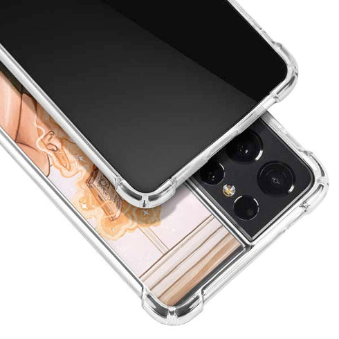 Cozy Autumn Library Witch with Cat and Coffee by Ivy Dolamore Galaxy S21 Ultra 5G Clear Case