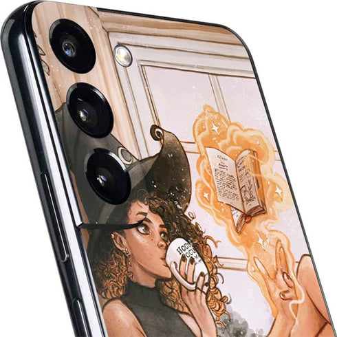 Cozy Autumn Library Witch with Cat and Coffee by Ivy Dolamore Galaxy S22 Skin
