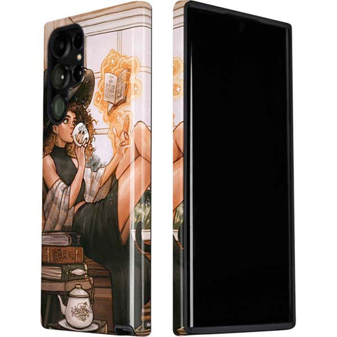 Cozy Autumn Library Witch with Cat and Coffee by Ivy Dolamore Galaxy S22 Ultra Pro Case