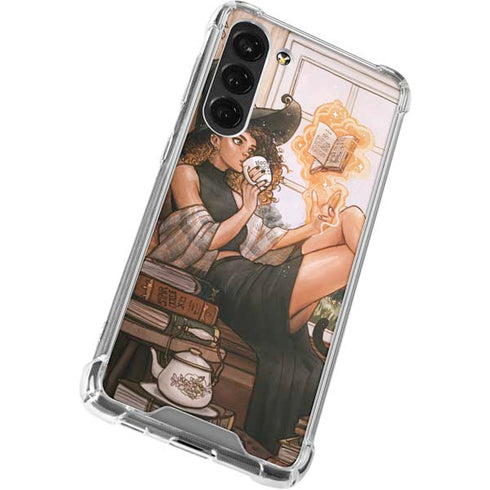 Cozy Autumn Library Witch with Cat and Coffee by Ivy Dolamore Galaxy S23 Plus Clear Case