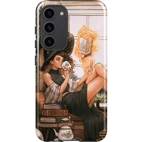 Cozy Autumn Library Witch with Cat and Coffee by Ivy Dolamore Galaxy S23 Plus Pro Case