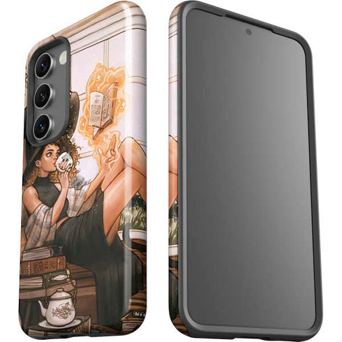 Cozy Autumn Library Witch with Cat and Coffee by Ivy Dolamore Galaxy S23 Plus Pro Case
