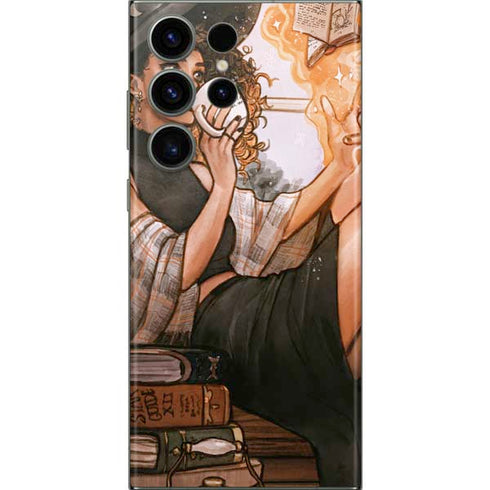 Cozy Autumn Library Witch with Cat and Coffee by Ivy Dolamore Galaxy S23 Ultra Skin