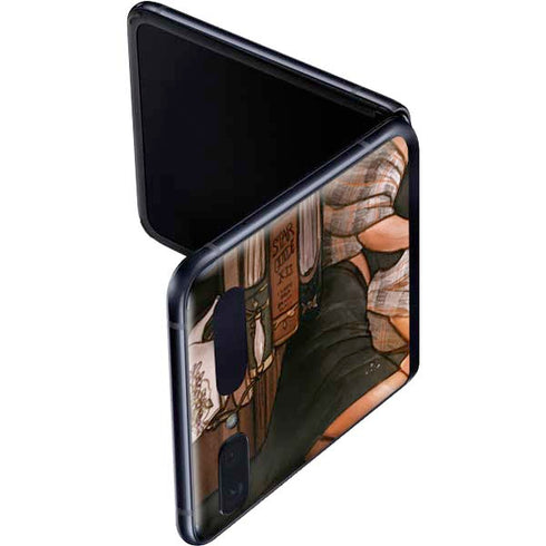 Cozy Autumn Library Witch with Cat and Coffee by Ivy Dolamore Galaxy Z Flip Skin