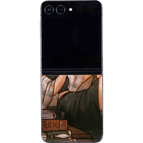 Cozy Autumn Library Witch with Cat and Coffee by Ivy Dolamore Galaxy Z Flip5 5G Skin
