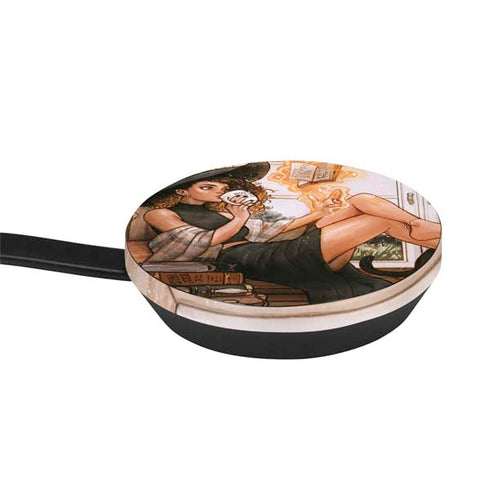 Cozy Autumn Library Witch with Cat and Coffee by Ivy Dolamore Google Stadia Controller Skin