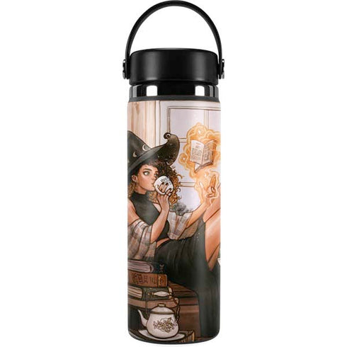 Cozy Autumn Library Witch with Cat and Coffee by Ivy Dolamore Hydro Flask 20oz Wide Mouth Skin