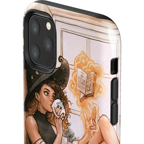 Cozy Autumn Library Witch with Cat and Coffee by Ivy Dolamore iPhone 11 Pro Max Impact Case
