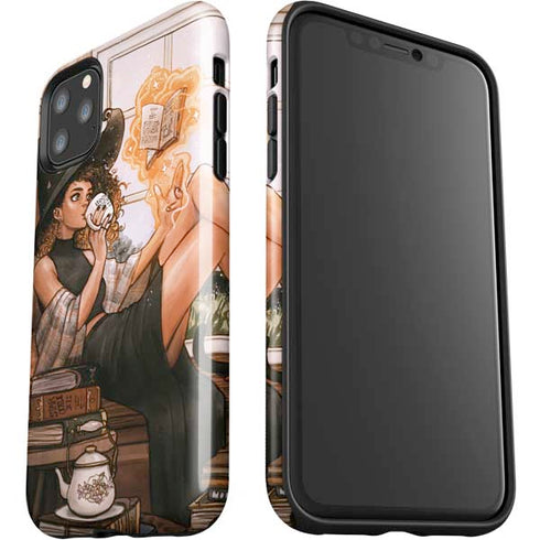 Cozy Autumn Library Witch with Cat and Coffee by Ivy Dolamore iPhone 11 Pro Max Impact Case