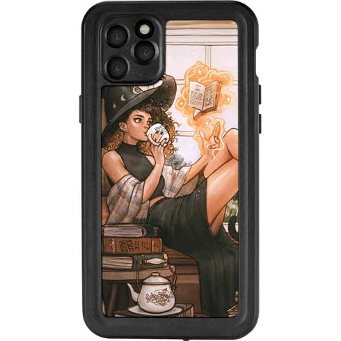 Cozy Autumn Library Witch with Cat and Coffee by Ivy Dolamore iPhone 11 Pro Max Waterproof Case