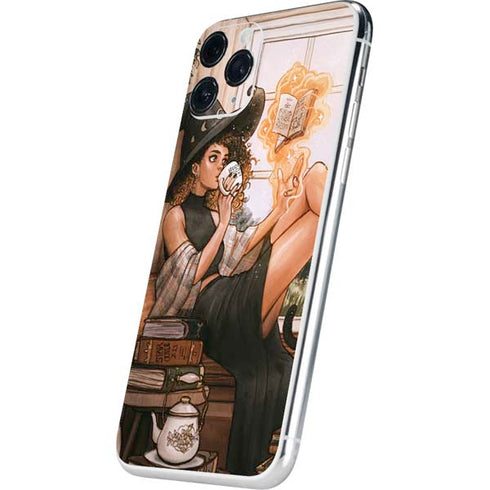 Cozy Autumn Library Witch with Cat and Coffee by Ivy Dolamore iPhone 11 Pro Skin