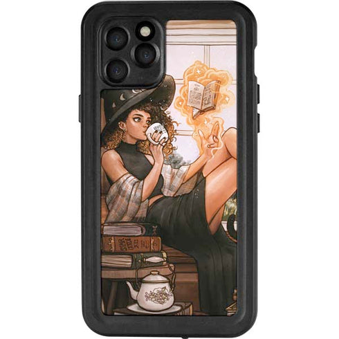 Cozy Autumn Library Witch with Cat and Coffee by Ivy Dolamore iPhone 11 Pro Waterproof Case