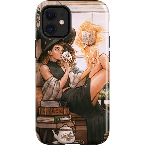 Cozy Autumn Library Witch with Cat and Coffee by Ivy Dolamore iPhone 12 Mini Impact Case