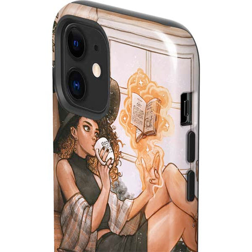 Cozy Autumn Library Witch with Cat and Coffee by Ivy Dolamore iPhone 12 Mini Impact Case