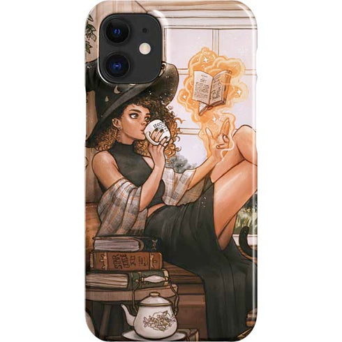 Cozy Autumn Library Witch with Cat and Coffee by Ivy Dolamore iPhone 12 Mini Lite Case