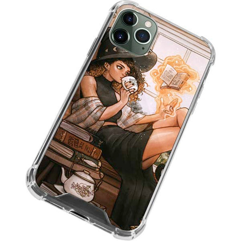 Cozy Autumn Library Witch with Cat and Coffee by Ivy Dolamore iPhone 12 Pro Clear Case