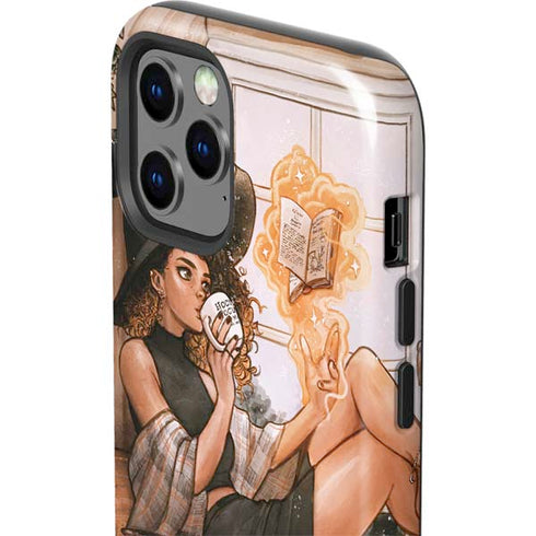Cozy Autumn Library Witch with Cat and Coffee by Ivy Dolamore iPhone 12 Pro Impact Case