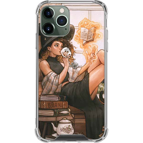 Cozy Autumn Library Witch with Cat and Coffee by Ivy Dolamore iPhone 12 Pro Max Clear Case