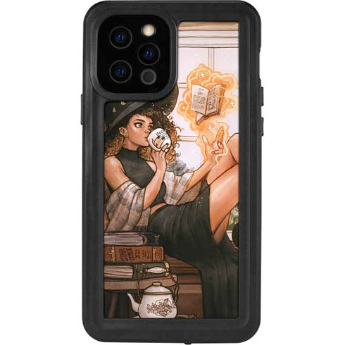 Cozy Autumn Library Witch with Cat and Coffee by Ivy Dolamore iPhone 12 Pro Waterproof Case