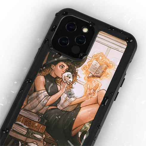 Cozy Autumn Library Witch with Cat and Coffee by Ivy Dolamore iPhone 12 Pro Waterproof Case