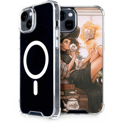 Cozy Autumn Library Witch with Cat and Coffee by Ivy Dolamore iPhone 13 MagSafe Case