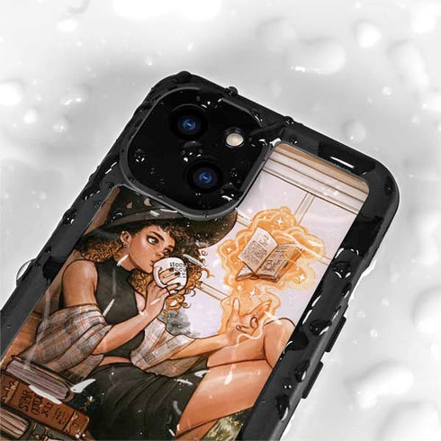 Cozy Autumn Library Witch with Cat and Coffee by Ivy Dolamore iPhone 13 Mini Waterproof Case