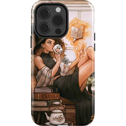 Cozy Autumn Library Witch with Cat and Coffee by Ivy Dolamore iPhone 13 Pro Impact Case