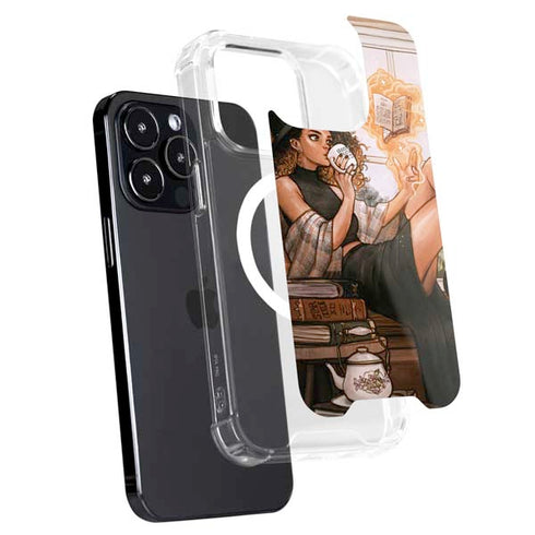 Cozy Autumn Library Witch with Cat and Coffee by Ivy Dolamore iPhone 13 Pro Max MagSafe Case
