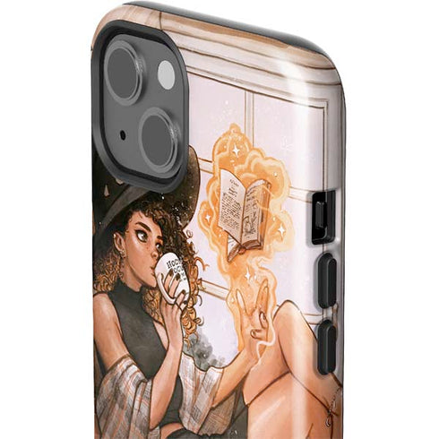 Cozy Autumn Library Witch with Cat and Coffee by Ivy Dolamore iPhone 14 Plus Impact Case