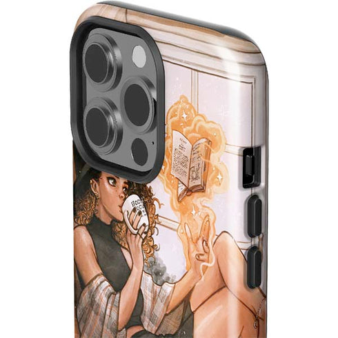 Cozy Autumn Library Witch with Cat and Coffee by Ivy Dolamore iPhone 15 Pro Impact Case