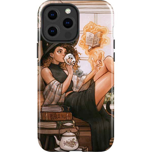 Cozy Autumn Library Witch with Cat and Coffee by Ivy Dolamore iPhone 15 Pro Max Impact Case