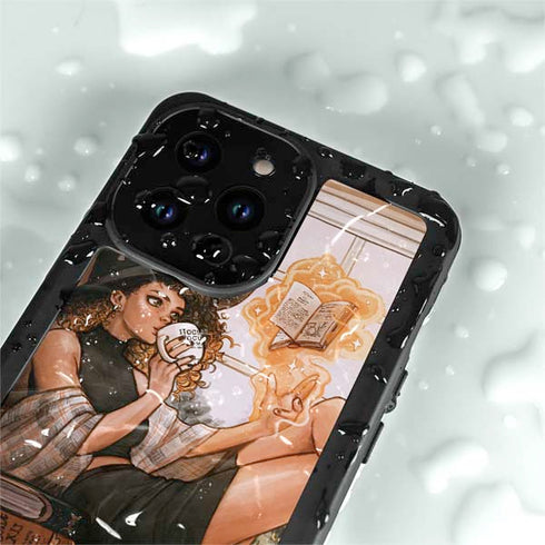 Cozy Autumn Library Witch with Cat and Coffee by Ivy Dolamore iPhone 14 Pro Max Waterproof Case