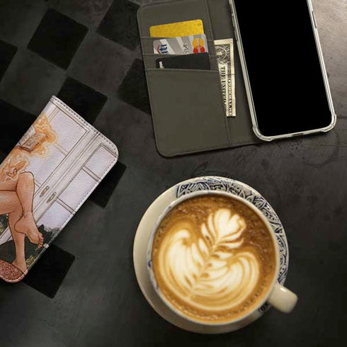 Cozy Autumn Library Witch with Cat and Coffee by Ivy Dolamore iPhone 15 Plus Folio Case