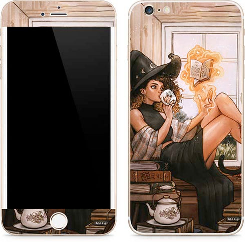 Cozy Autumn Library Witch with Cat and Coffee by Ivy Dolamore iPhone 6/6s Plus Skin
