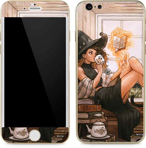 Cozy Autumn Library Witch with Cat and Coffee by Ivy Dolamore iPhone 6/6s Skin
