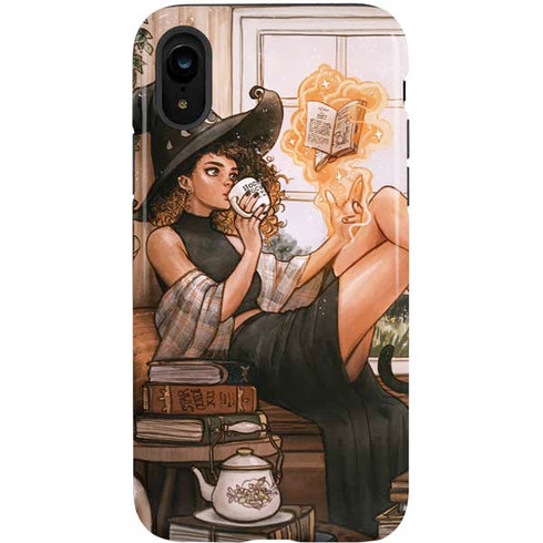 Cozy Autumn Library Witch with Cat and Coffee by Ivy Dolamore iPhone XR Pro Case
