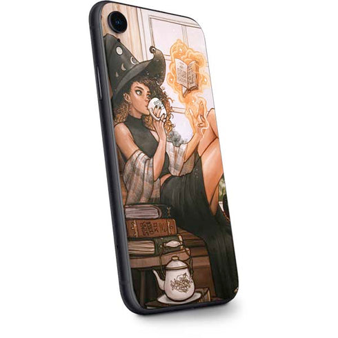 Cozy Autumn Library Witch with Cat and Coffee by Ivy Dolamore iPhone XR Skin